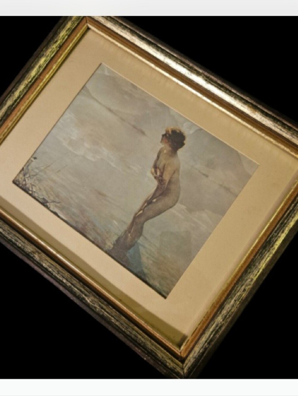 Antique PAUL CHABAS Print, Framed Sept Morn Art Print, Antique Art